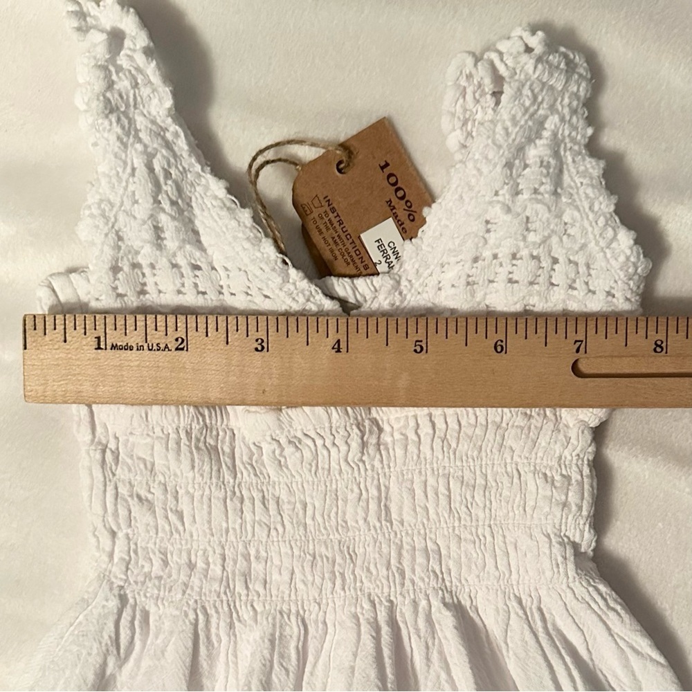 Cotton Natural White Dress Made Peru NWT Kids Girls 2T Toddler Fir Flare V-neck - Picture 4 of 7